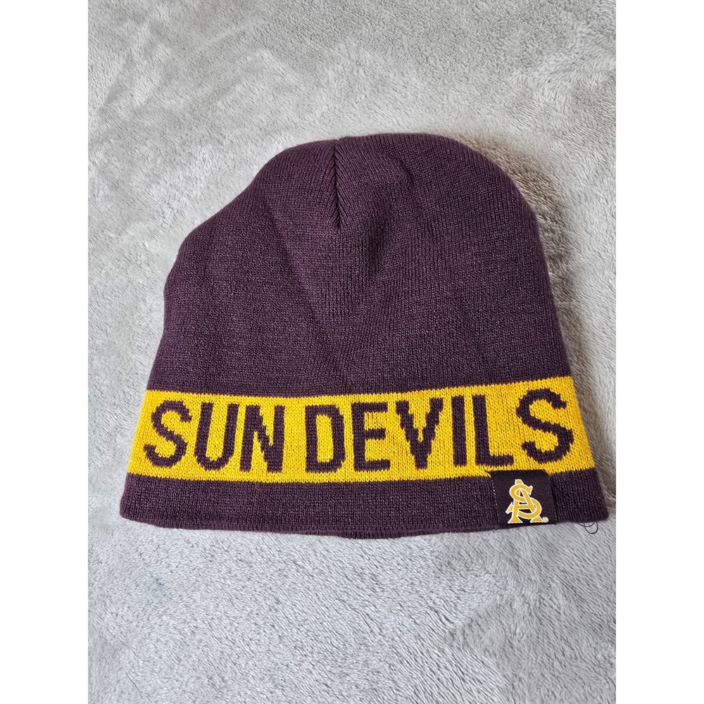 ASU Sun Devils Beanie Captivating Red Gold‎ Knit Hat Acrylic Cap